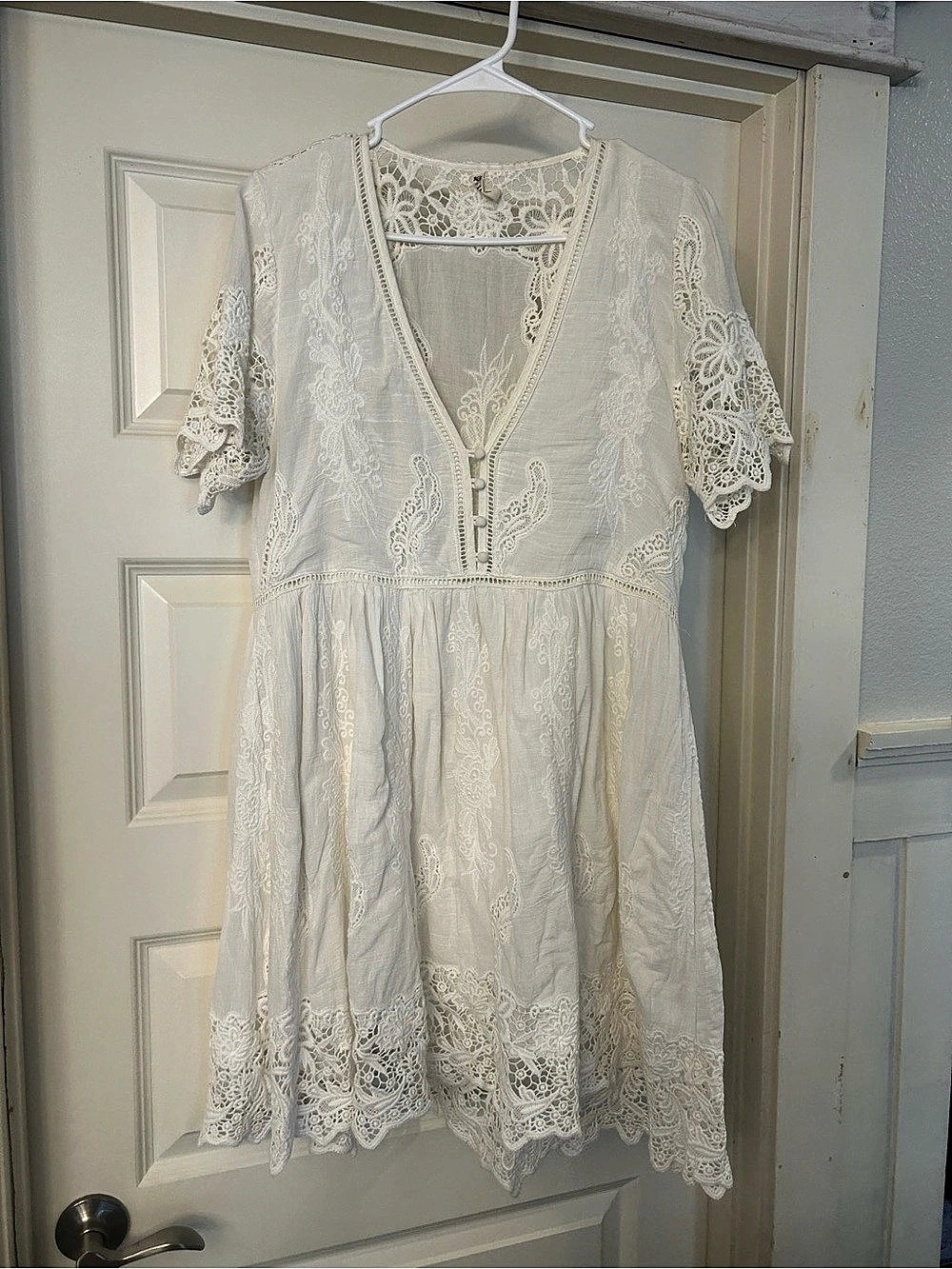 Spell & The Gypsy Magnolia Lace Mini Dress in White Size Large Like New